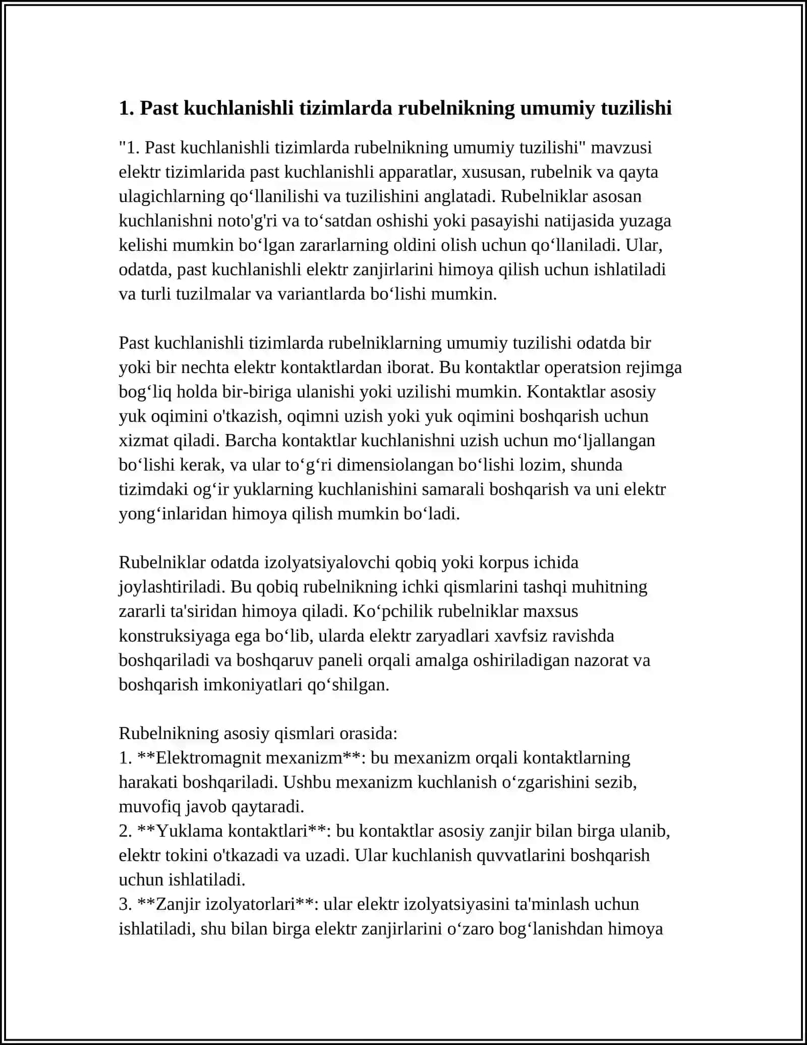 PAST KUCHLANISHLI APPARATLAR. RUBELNIK VA QAYTA ULAGICH 3