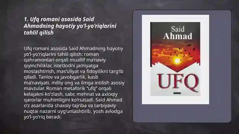 Said Ahmad hayoti va ijodi Ufq romani asosida 3