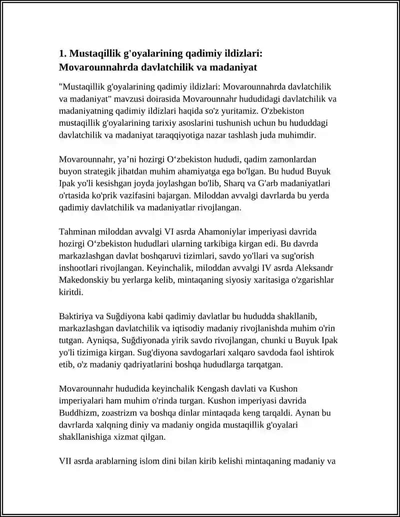 O'ZBEKISTONDA MUSTAQILLIK G'OYALARINING TARIXIY ASOSLARI 3
