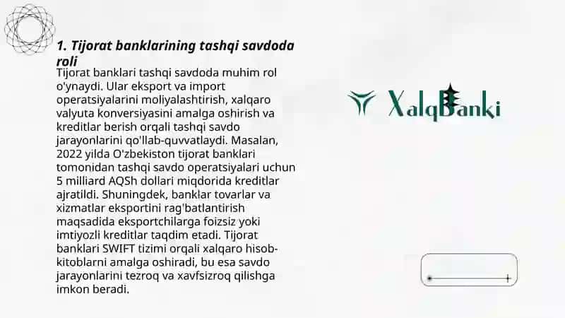 Tijorat banklarining ijtimoiy-iqtisodiy rivojlanishidagi o'rni 3