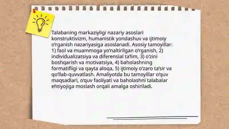 Talabaning markaziyligi va individual ta'lim yo'nalishlari 3