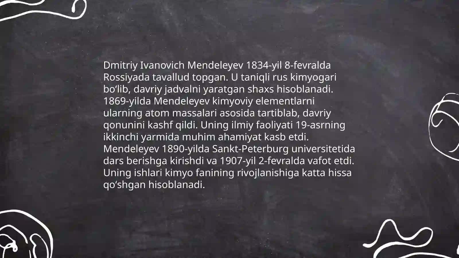 D. Mendelevey davriy qonuni va sestemasi 3