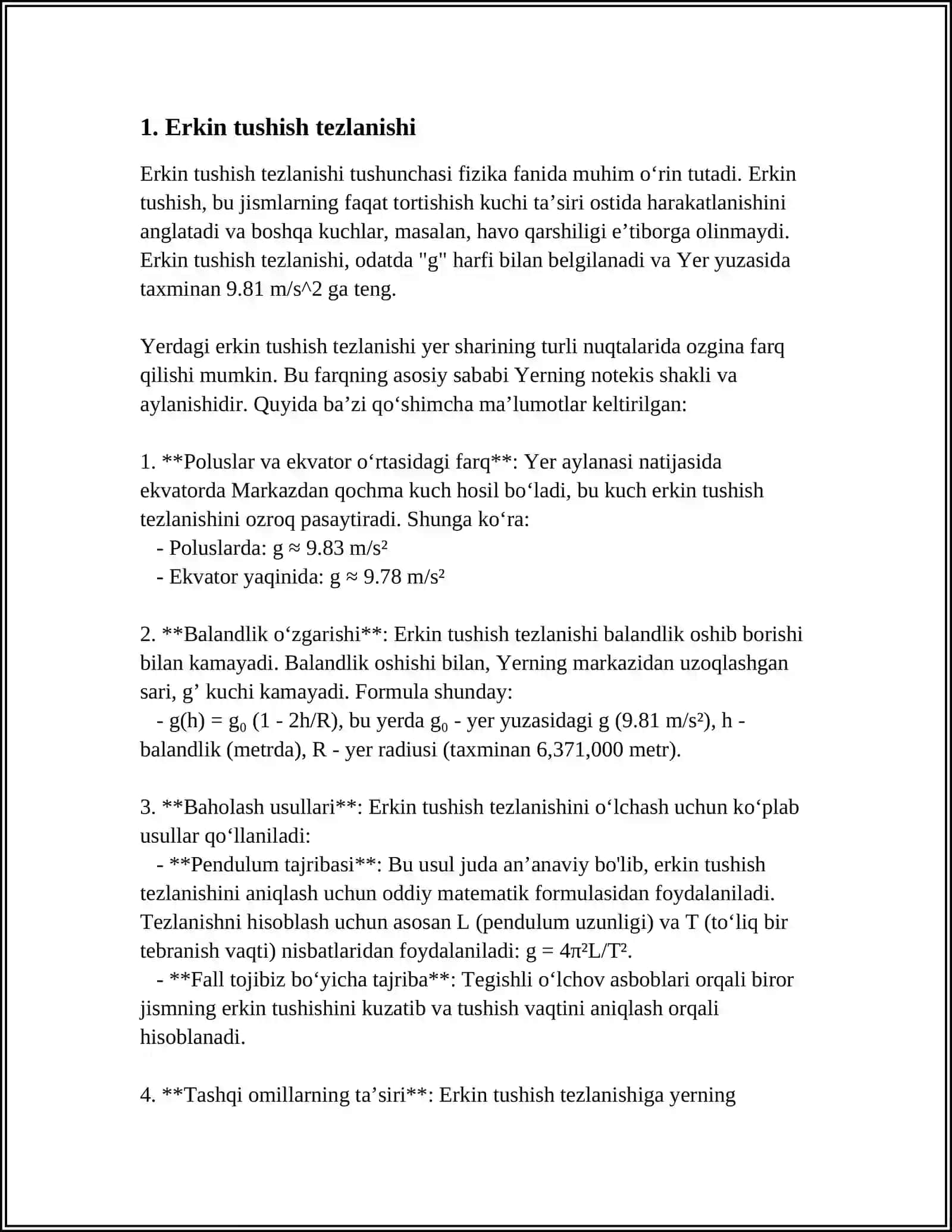 ERKIN TUSHISH VA YUQORIGA TIK OTILGAN JISM HARAKATI 3