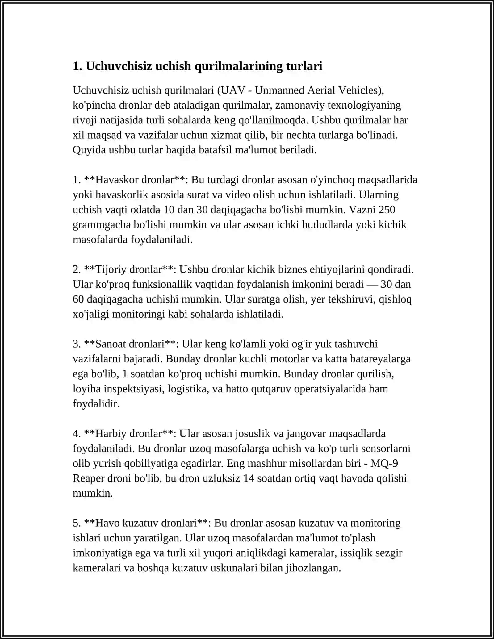 Uchuvchisiz uchish qurilmalari (UAV) 3