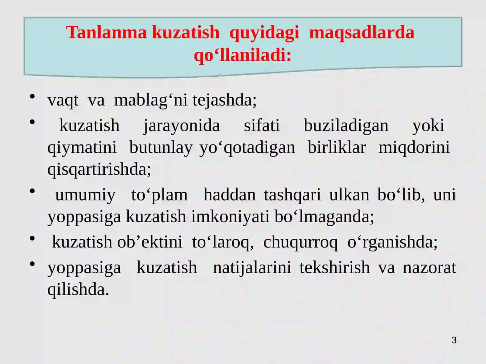 Tanlama kuzatish 3