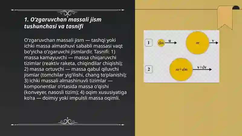 Oʻzgaruvchan massali jismning harakati 3