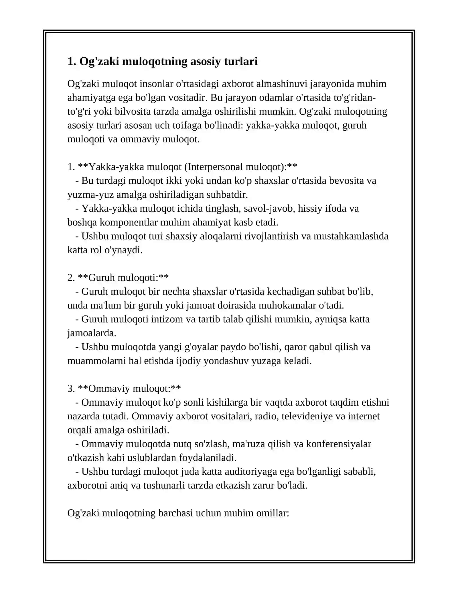 PEDAGOGIKADA OG'ZAKI MULOQOT 3