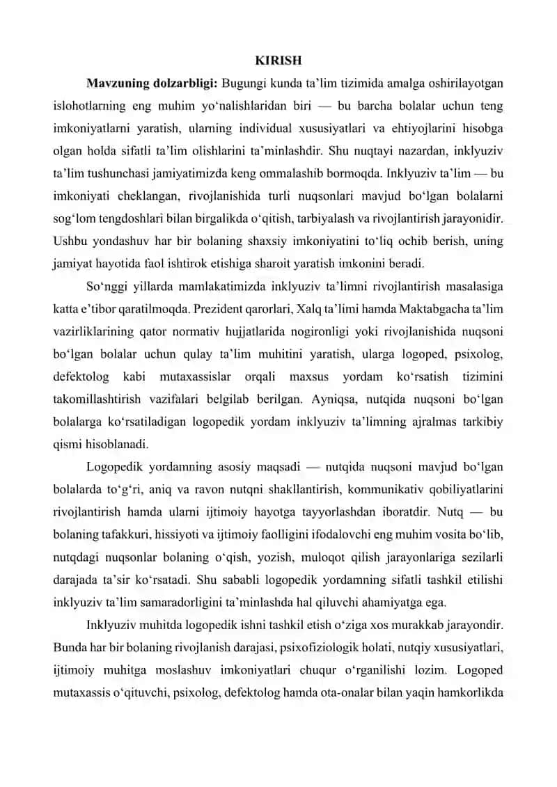 Inkluuziv ta'lim sharoitida logopedik yordam ko'rsatish 3