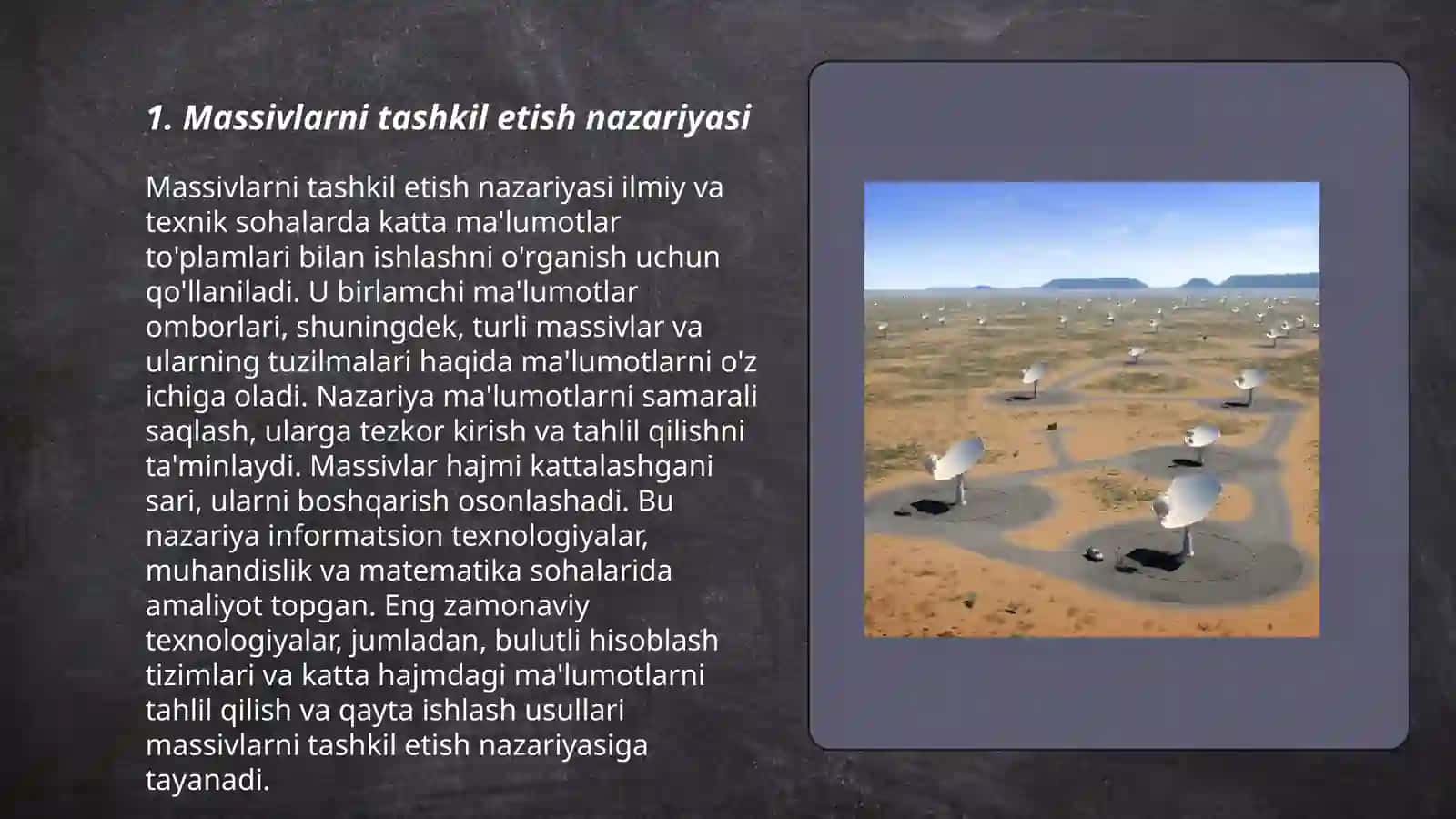 Massivlarni tashkil etish nazariyasi 3