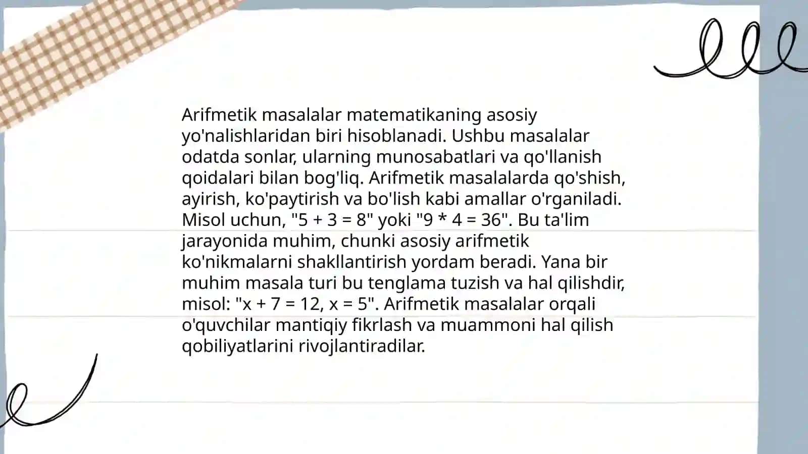 Arifmetik masalalar 3