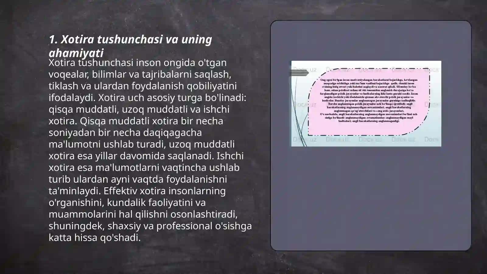 Xotira-psixik jarayon sifatida 3