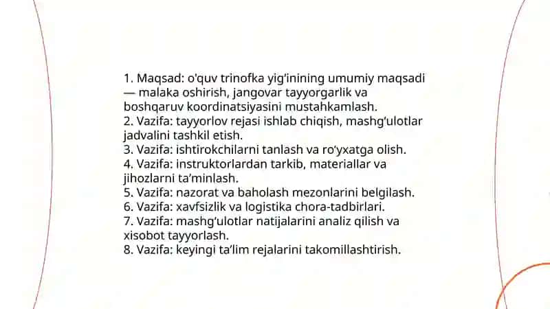 Oʻquv trinofka yigʻinlarini rejalashtirish 3