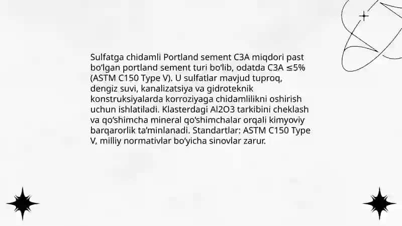 Sulfatga chidamli Portland sement 3