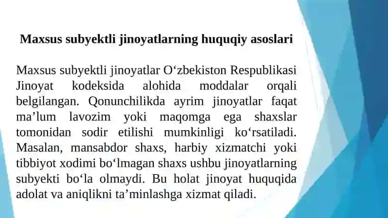Maxsus subyektli jinoyatlar 3