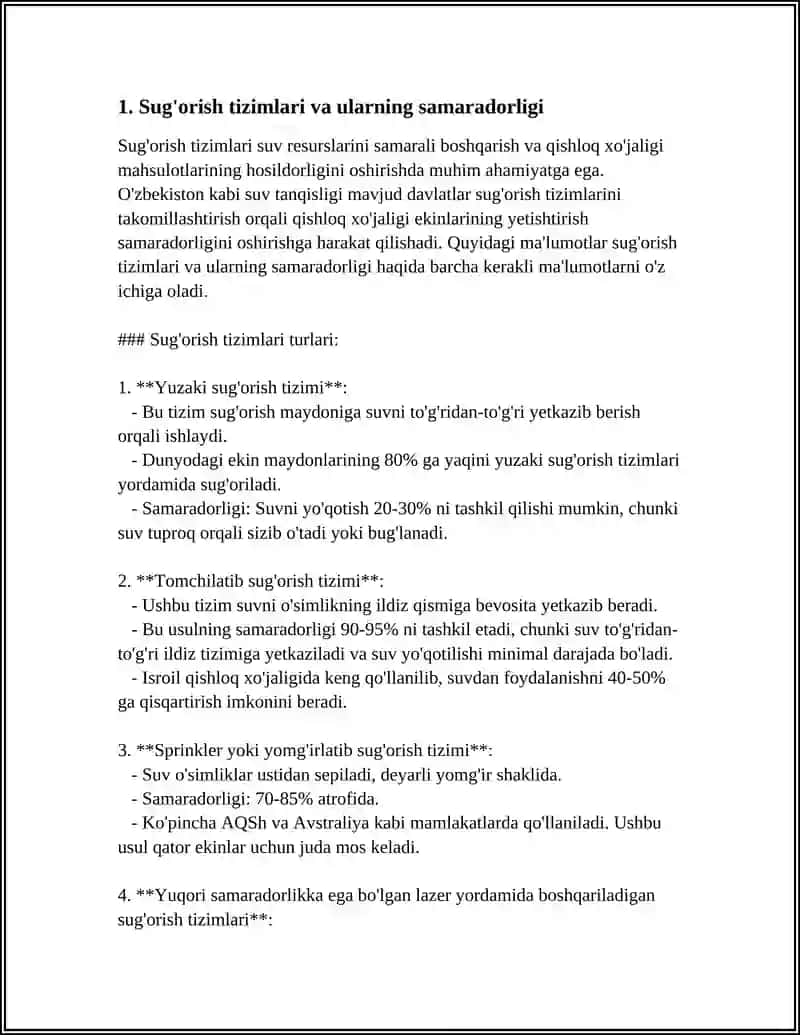 Sug'orish tizimlari va ularning samaradorligi 3