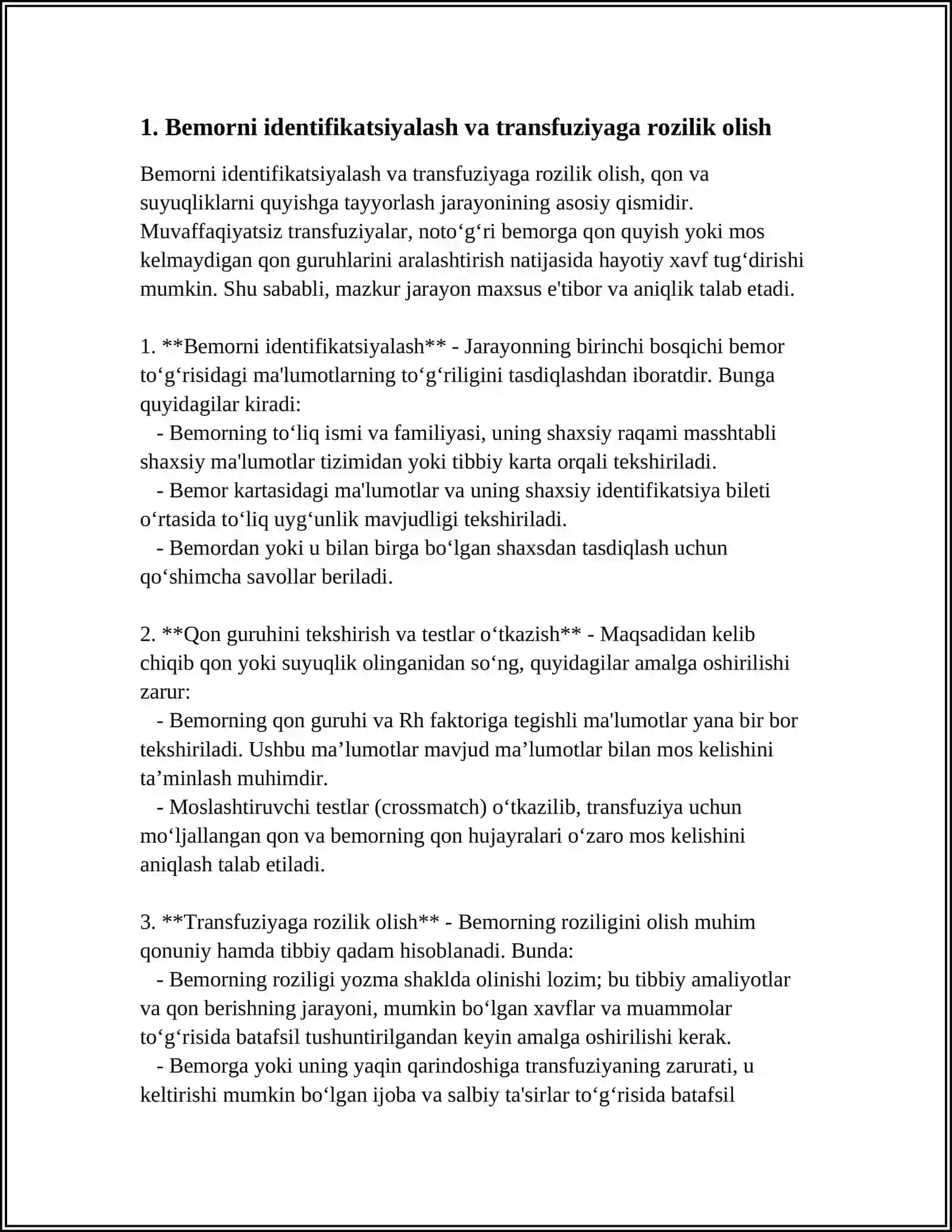 QON VA SUYUQLIKLARNI QUYISHGA TAYYORLASH 3