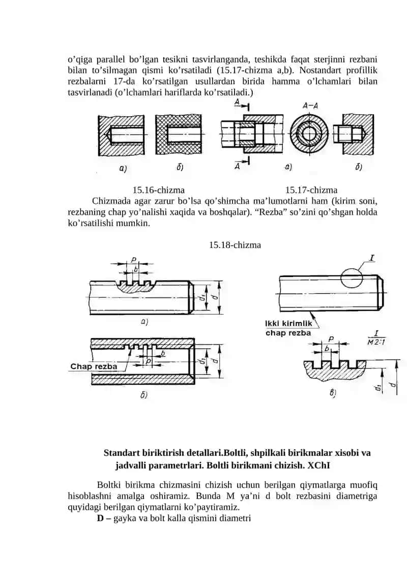 Rezbalarni chizmada tasvirlash 3