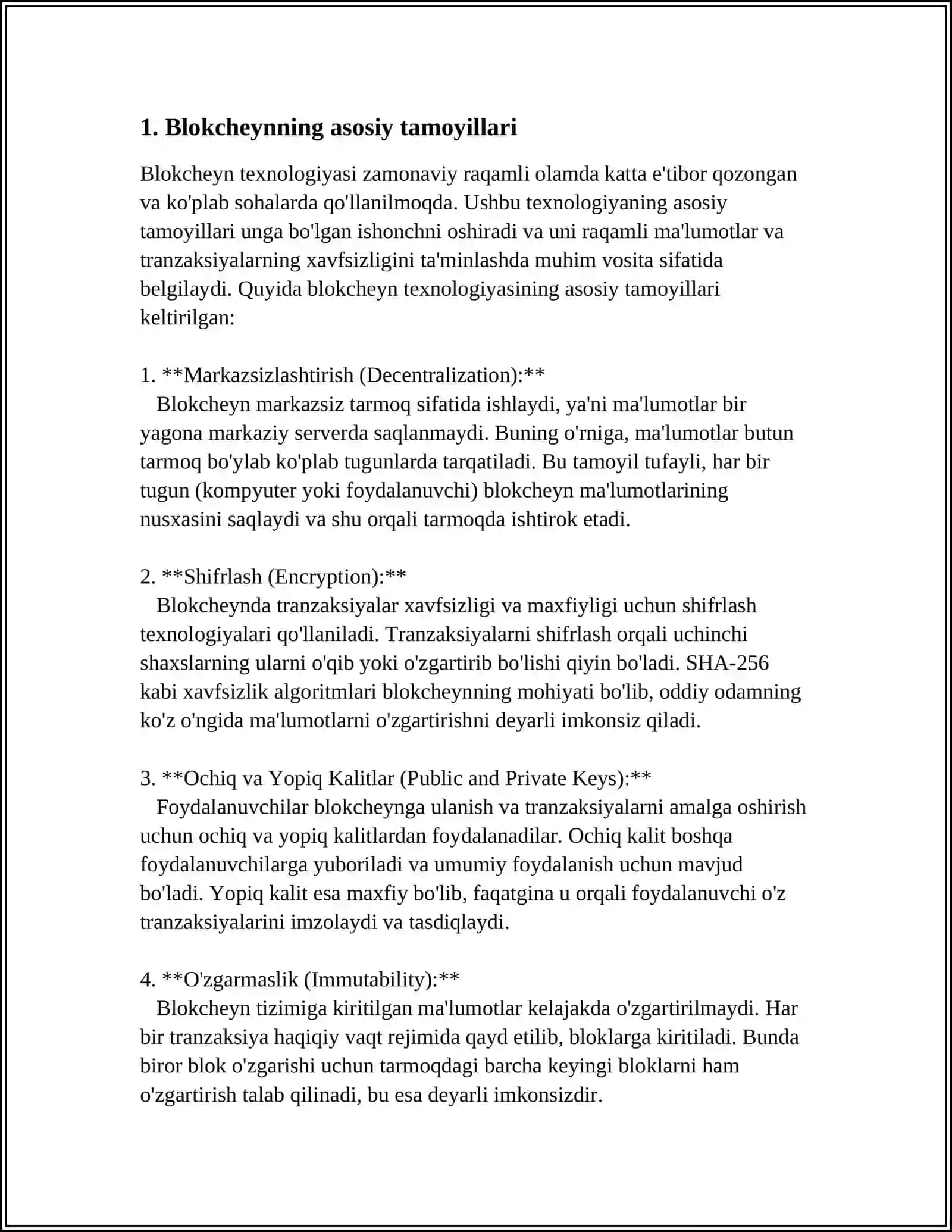 BLOKCHEYN TEXNOLOGIYASI VA UNDAN FOYDALANISH YO'LLARI 3
