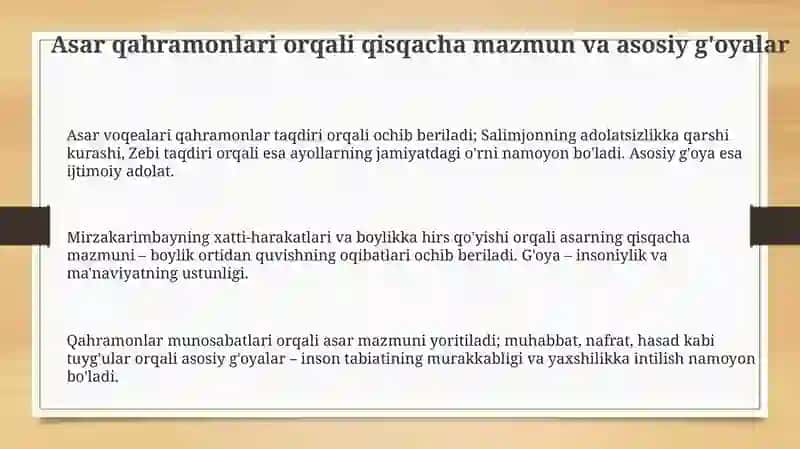 "Kecha va kunduz" asarini obrazlar orqali o'rganish 3