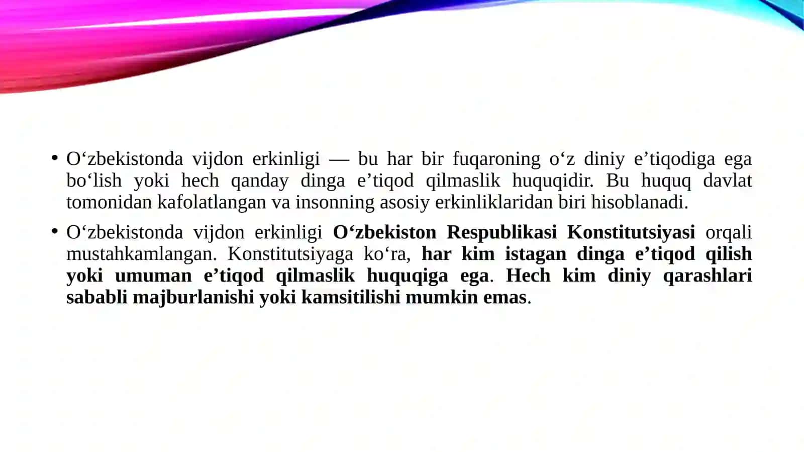Oʻzbekistonda vijdon erkinligi 3