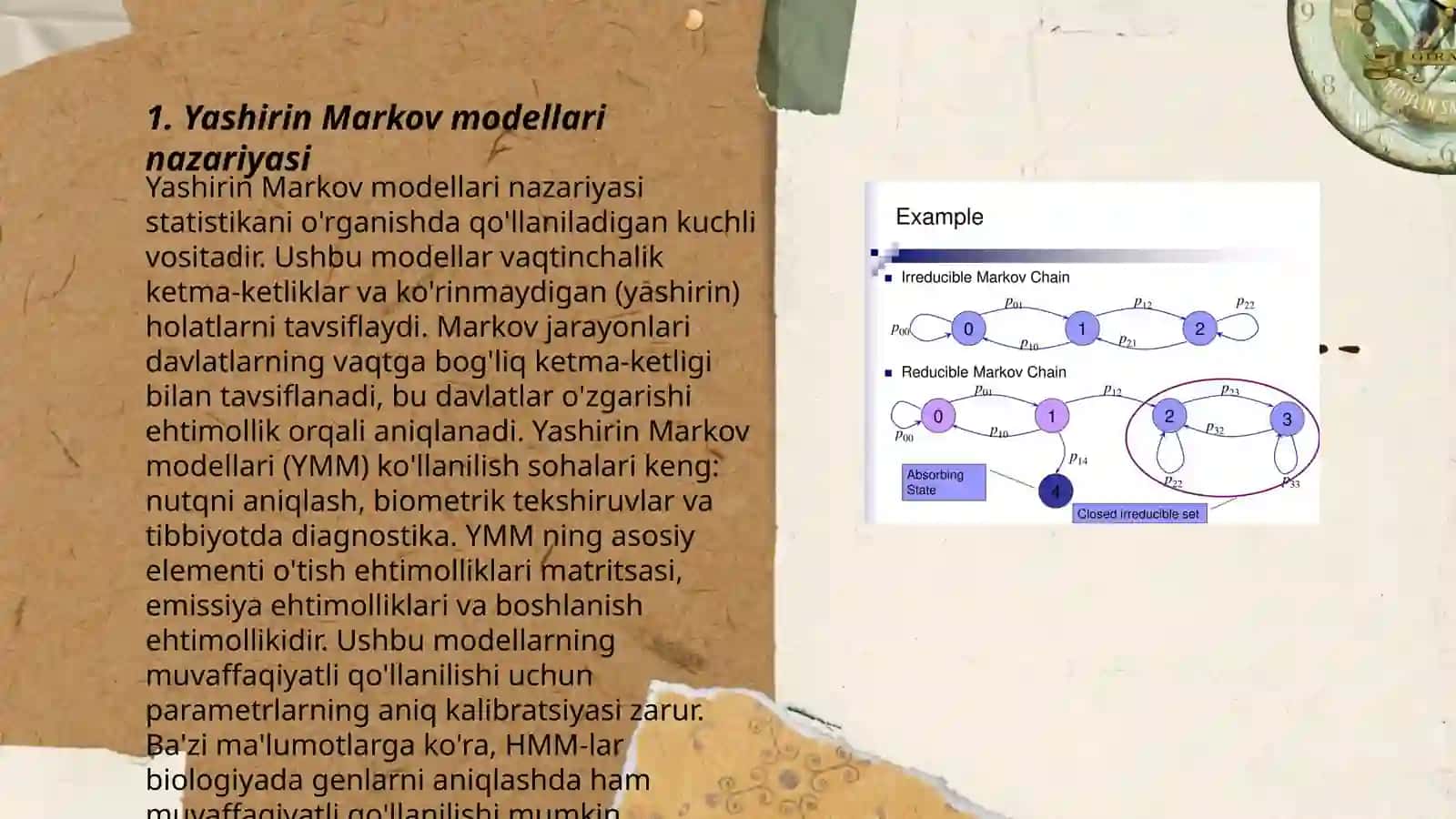 Yashirin Markov modellari nazariyasi 3