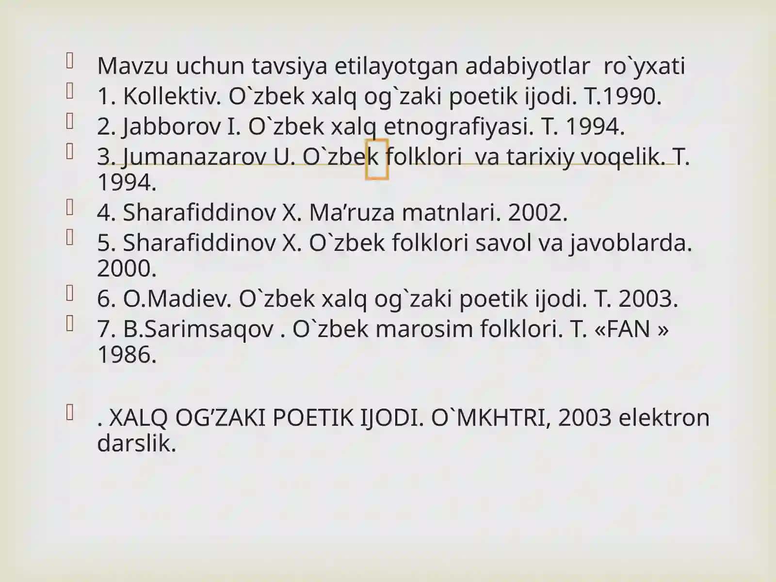 O'zbek folklori tushunchasi 3