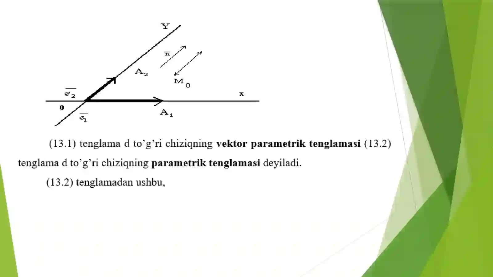 TEKISLIKDA TO’G’RI CHIZIQ VA ULARNING TENGLAMALARI 3