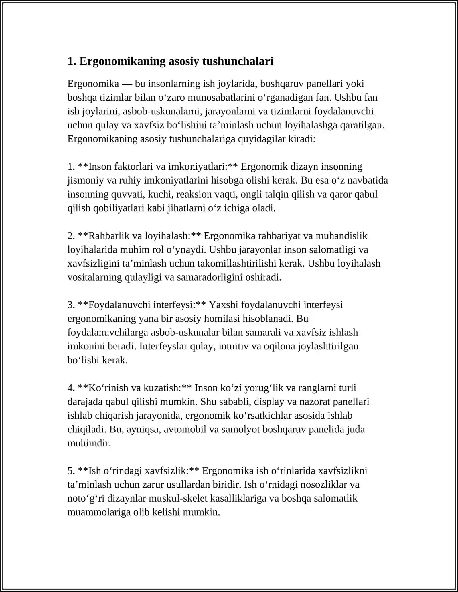 MEHNAT FAOLIYATI JARAYONIDA ERGONOMIKANING ÒRNI 3