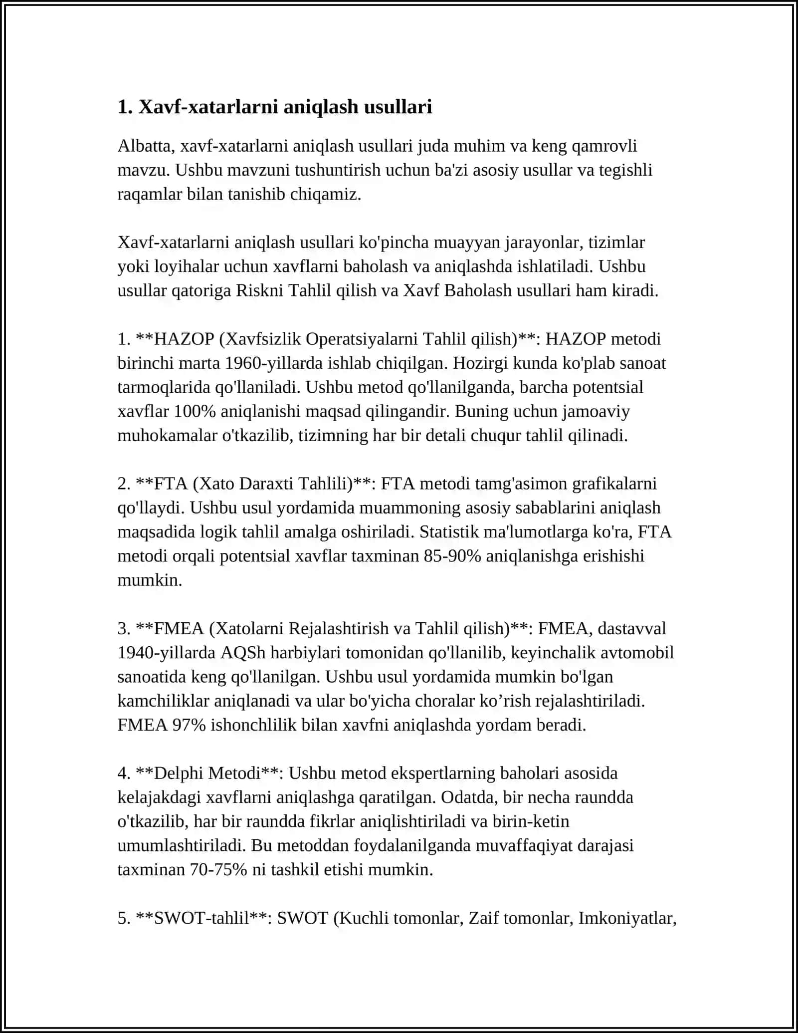 XAVF-XATARLAR TAHLILI 3