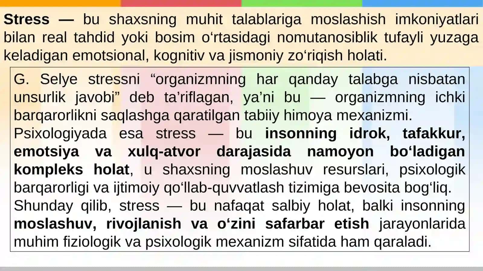 Stress, travmadan keyingi stress 3