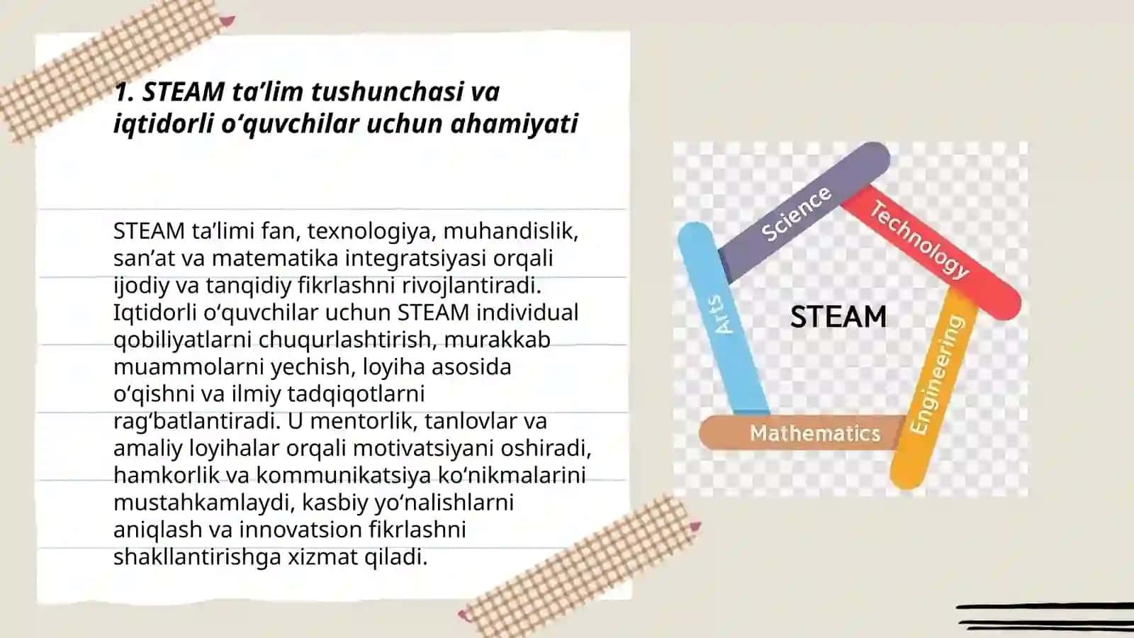 STEAM taʼlim. Iqtidorli oʻquvchilarni oʻqitish 3