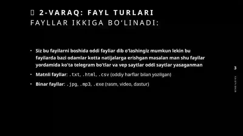 Fayllar bilan ishlash 3