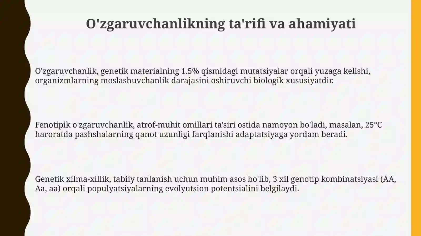 O'zgaruvchanlik va uning moddiyasoslari 3