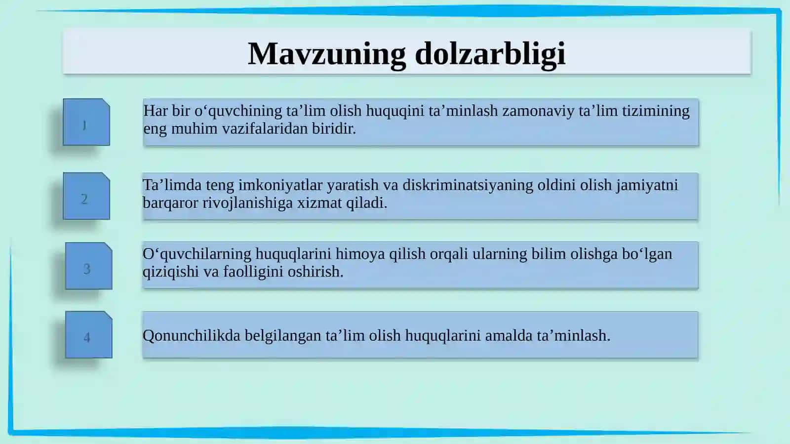 O‘QUVCHILARNING TA’LIM OLISH HUQUQLARINI KAFOLATLASH 3