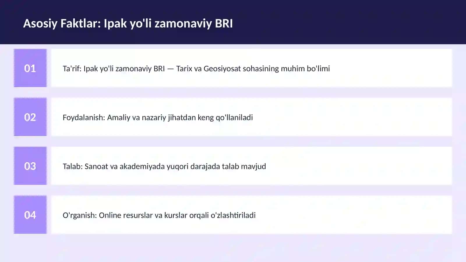 Ipak yo'li zamonaviy BRI 3
