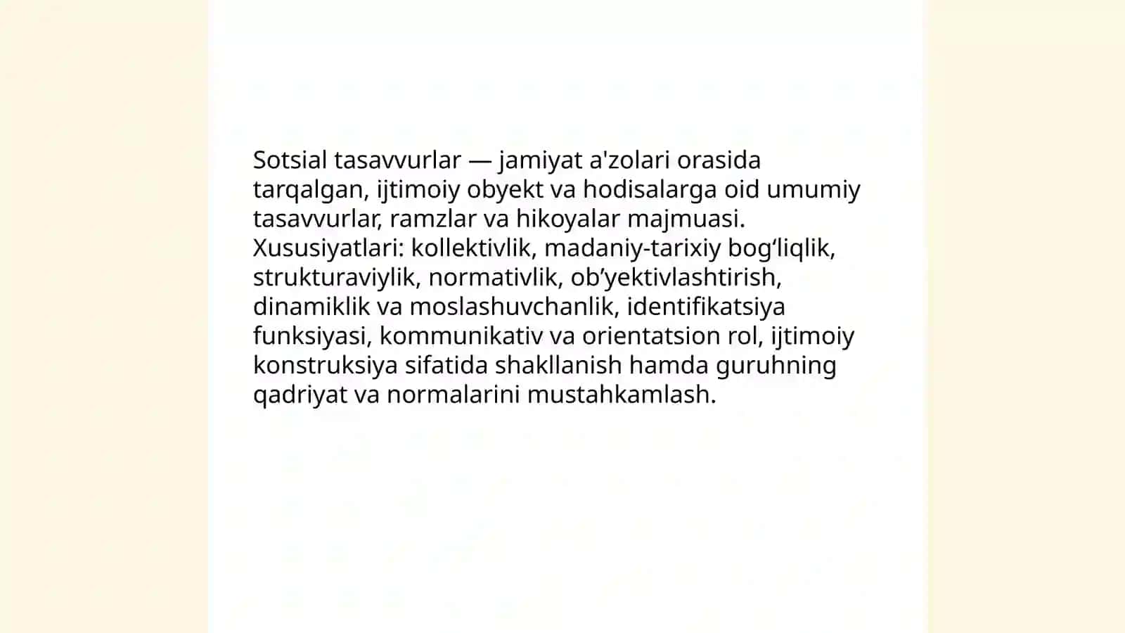 Shaxsning sotsial tasavvurlari 3