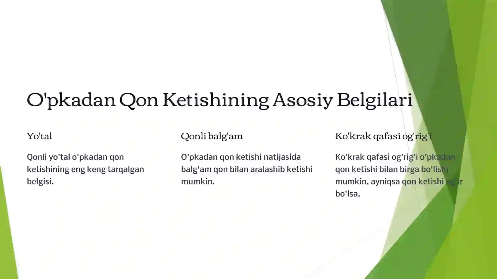 O'pkadan Qon Ketishi 3