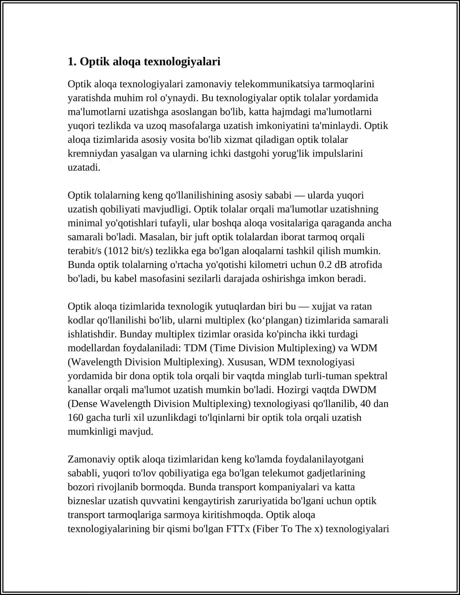 BINOLAR ORASIDA OPTIK ALOQA ORQALI MA’LUMOT ALMASHINUVINI TA'MINLASH 3