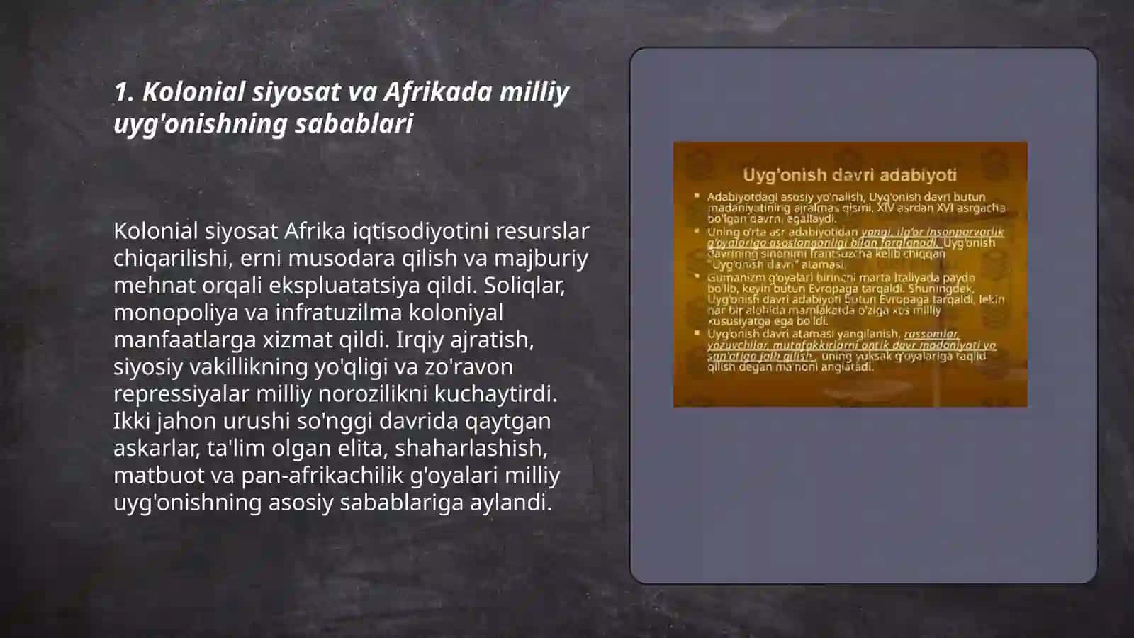 Kolonial siyosat va Afrikada milliy uyg'onishning sabablari 3