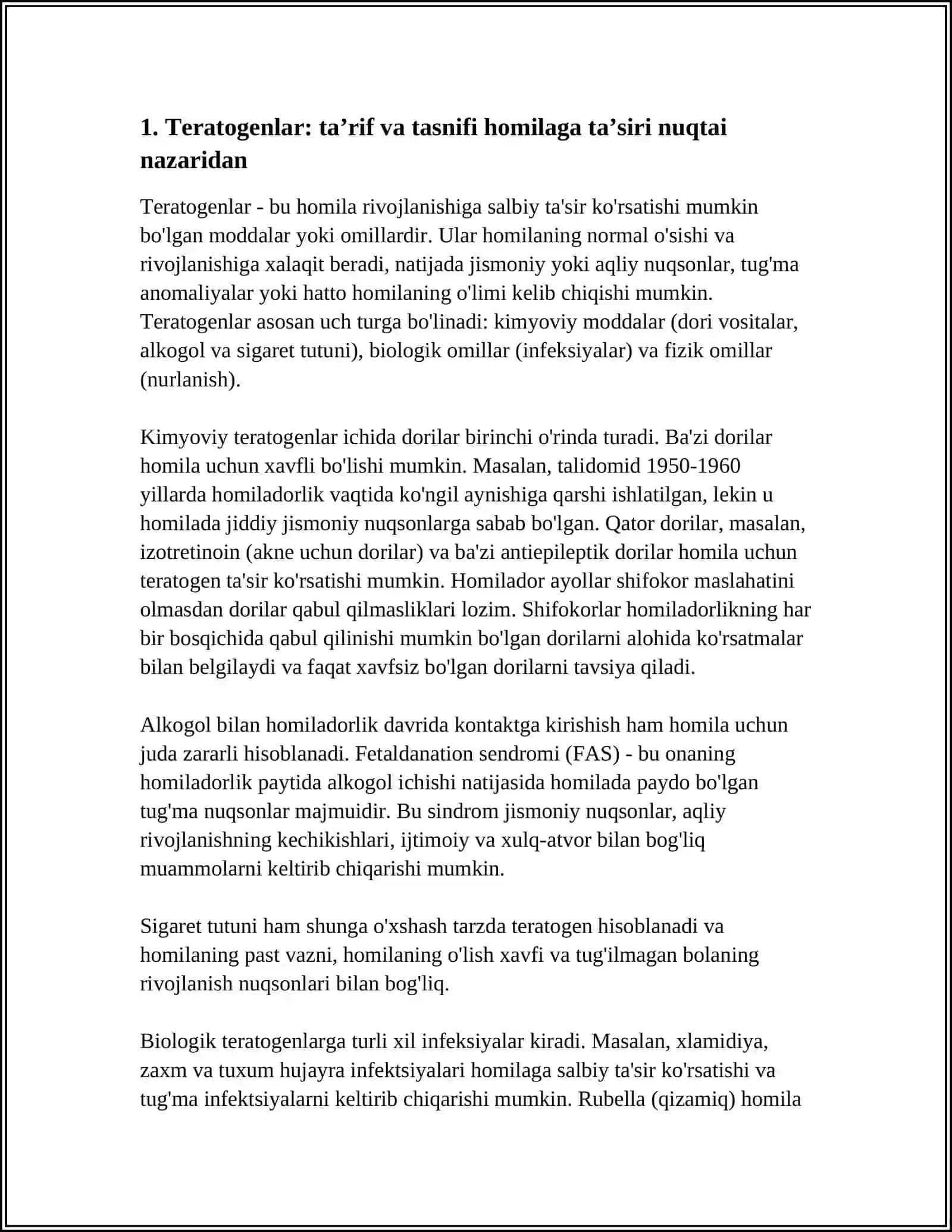 DORI VOSITALARINING HOMLAGA TASIRI 3