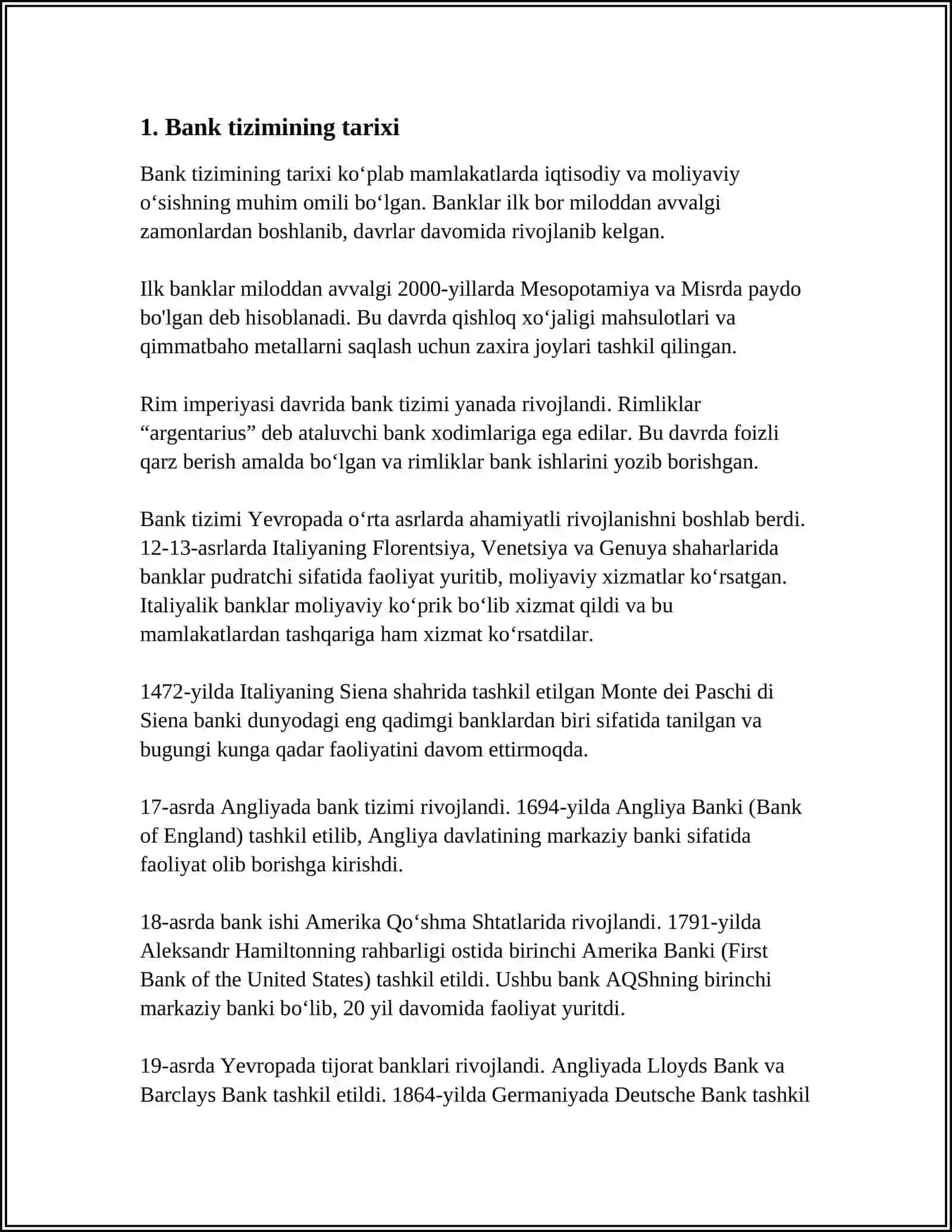 BANK TIZIMI 3