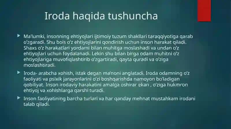 Iroda. Iroda turlari 3