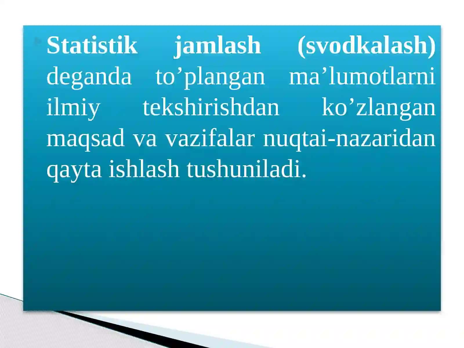 STATISTIKADA JAMLASH VA LASH 3
