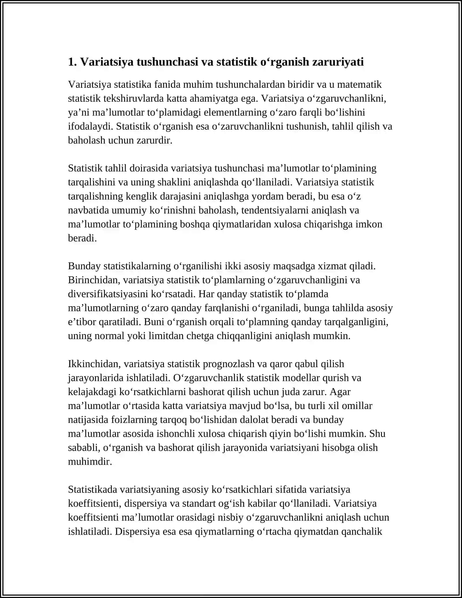 Variatsiyaning Statistik O'rganish Zarurligi 3