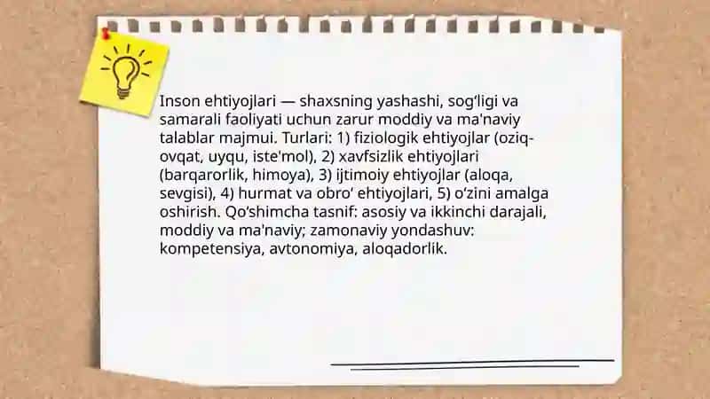 Inson ehtiyojlar tizimini ôrganish 3