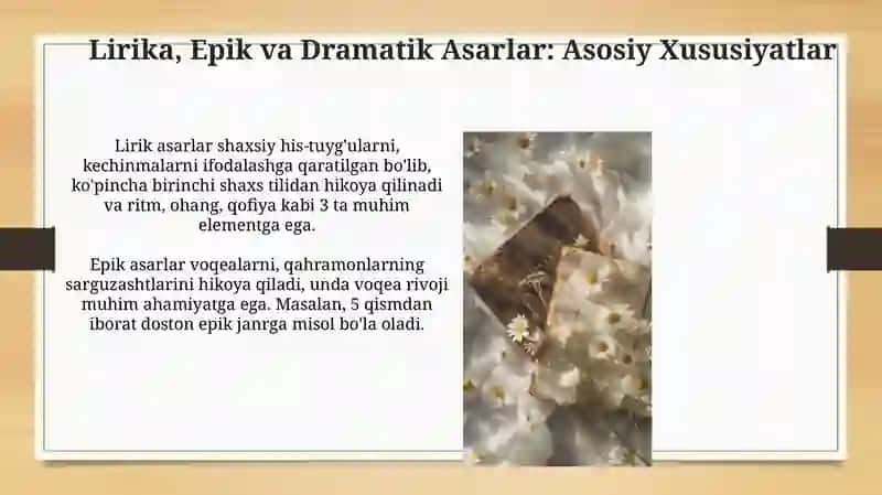 Lirik, epik va dramatik asar kompozitsiyasi 3