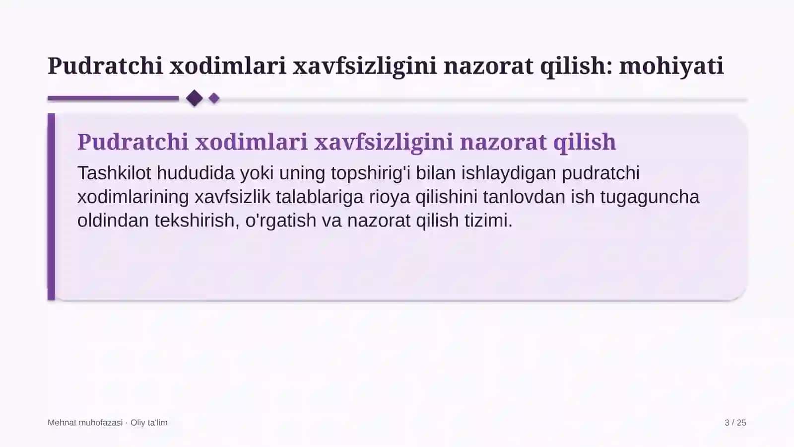 Mehnat muhofazasi · Oliy ta'lim 3