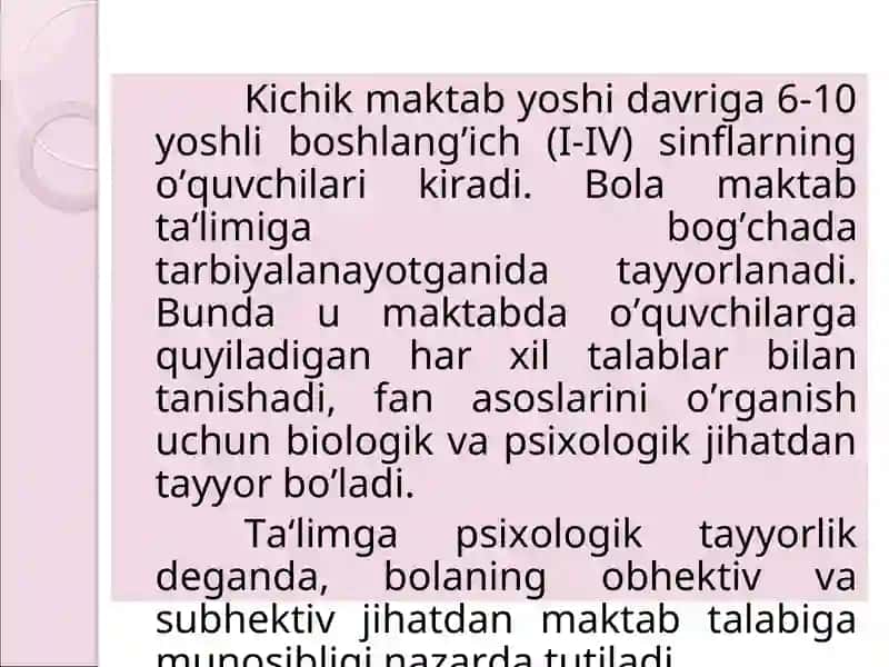 Kichik maktab yoshi davri bolalarning o’ziga xususiyatlari 3