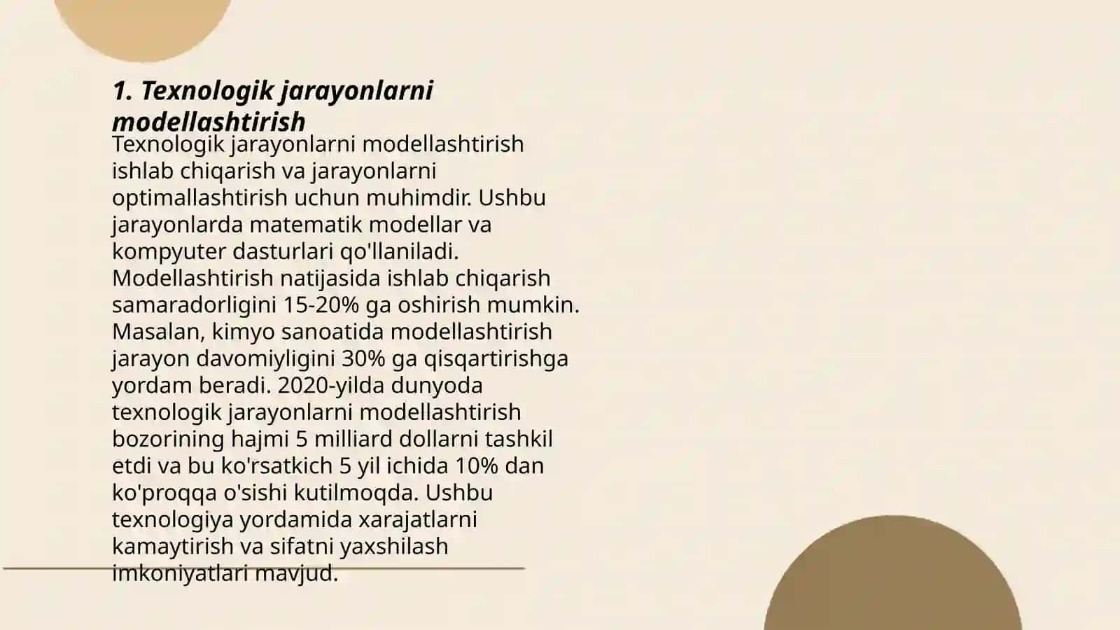Texnologik jarayonlarni modellashtirish 3
