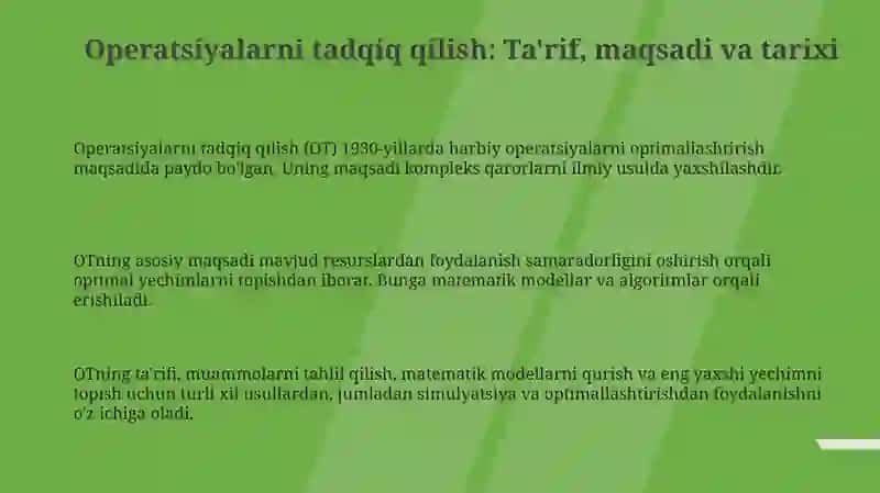 Operatsiyalarni tadqiq qilish (OT) 3
